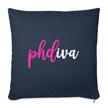 Phd diva diplôme cadeau - Housse de coussin décorative 45 x 45 cm - bleu marine - Devant