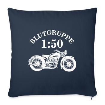 Blutgruppe 1 50 Moped DDR Ossi Ostalgie - Sofakissenbezug 45 x 45 cm - Navy - Vorne