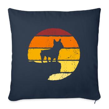 Cadeau d'amant de chien bouledogue français - Housse de coussin décorative 45 x 45 cm - bleu marine - Devant