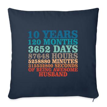 Ehemann Jubiläum 10 Jahre Paar Geschenk - Sofakissenbezug 45 x 45 cm - Navy - Vorne