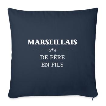 t shirt marseillais pere en fils humour marseille - Housse de coussin décorative 45 x 45 cm - bleu marine - Devant
