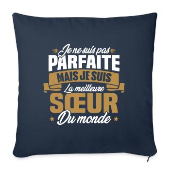 Pas parfaite mais la meilleure Sœur du monde - Housse de coussin décorative 45 x 45 cm - bleu marine - Devant