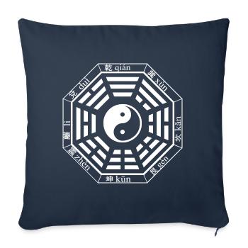 Pakua, Bagua, Yin Yang, Yi King, Symbole, Chine, Tao - Housse de coussin décorative 45 x 45 cm - bleu marine - Devant