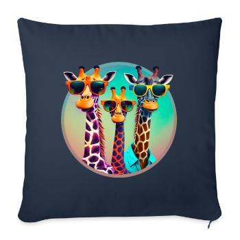 3 Cool giraffes with sunglasses - Sofa pillowcase 17,3'' x 17,3'' (45 x 45 cm) - navy - Front