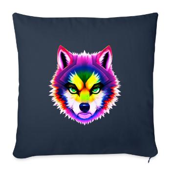 Mystical Rainbow Wolf Head - Sofa pillowcase 17,3'' x 17,3'' (45 x 45 cm) - navy - Front
