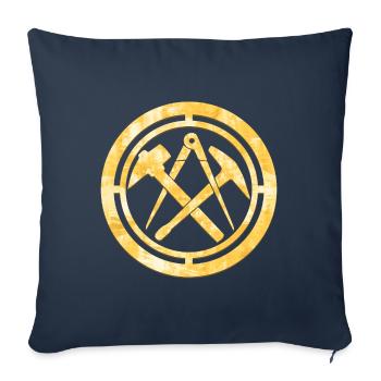 Logo de la Guilde des couvreurs Armoiries Or - Housse de coussin décorative 45 x 45 cm - bleu marine - Devant