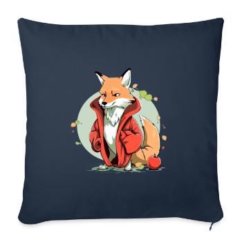 Zoulo le renard - Housse de coussin décorative 45 x 45 cm - bleu marine - Devant