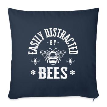 Facilement distrait par les abeilles - Housse de coussin décorative 45 x 45 cm - bleu marine - Devant