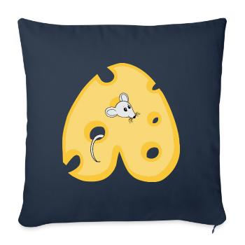 Fromage A - Housse de coussin décorative 45 x 45 cm - bleu marine - Devant