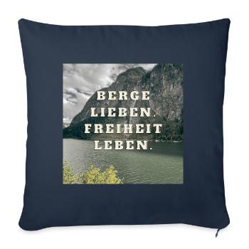 Berge lieben - Freiheit leben - Sofakissenbezug 45 x 45 cm - Navy - Vorne