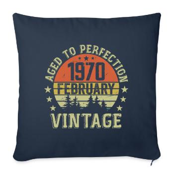 February 1970 - February 1970 Birthday Gift - Sofa pillowcase 17,3'' x 17,3'' (45 x 45 cm) - navy - Front