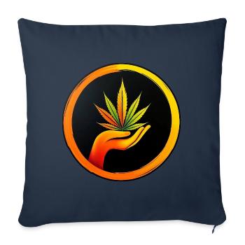 Feuille de marijuana - Bouton LOGO 1 - Housse de coussin décorative 45 x 45 cm - bleu marine - Devant