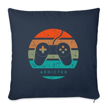 jeux video addicted - Housse de coussin décorative 45 x 45 cm - bleu marine - Devant