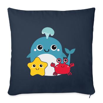 Petite baleine - Housse de coussin décorative 45 x 45 cm - bleu marine - Devant