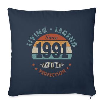 legend since 1991 cadeau drôle anniversaire 31 ans - Housse de coussin décorative 45 x 45 cm - bleu marine - Devant
