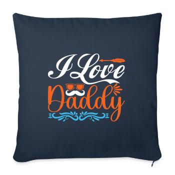 « J’aime papa » - Housse de coussin décorative 45 x 45 cm - bleu marine - Devant