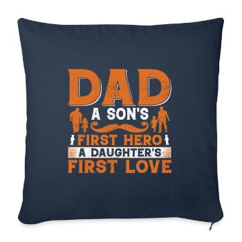 Father and son - father and daughter gift father - Sofa pillowcase 17,3'' x 17,3'' (45 x 45 cm) - navy - Front