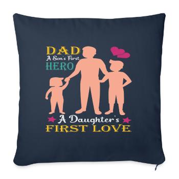 Père et fils - père et fille cadeau père - Housse de coussin décorative 45 x 45 cm - bleu marine - Devant