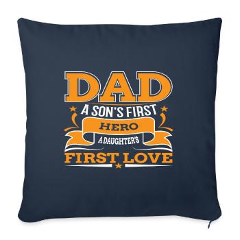 Père et fils - père et fille cadeau père - Housse de coussin décorative 45 x 45 cm - bleu marine - Devant