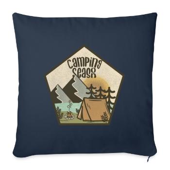 Saison de camping - Housse de coussin décorative 45 x 45 cm - bleu marine - Devant