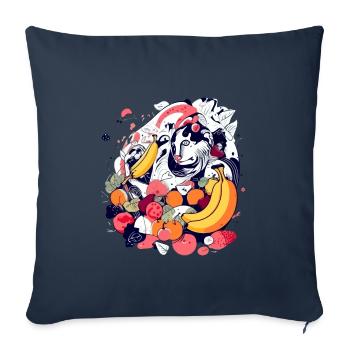 Félix dans les fruits - Housse de coussin décorative 45 x 45 cm - bleu marine - Devant