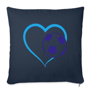 Amour du cœur du football | Couleurs changeantes - Housse de coussin décorative 45 x 45 cm - bleu marine - Devant