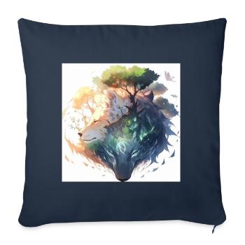 Les loups - Housse de coussin décorative 45 x 45 cm - bleu marine - Devant