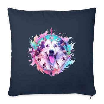 Le chien bleu et violet - Housse de coussin décorative 45 x 45 cm - bleu marine - Devant