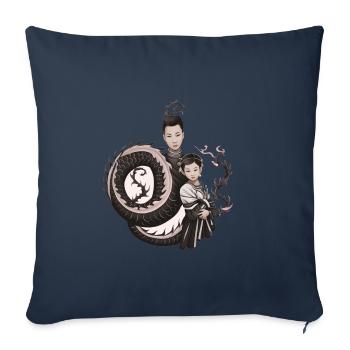 Le secret du dragon - Housse de coussin décorative 45 x 45 cm - bleu marine - Devant