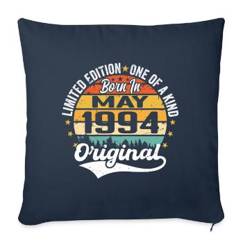 Cadeau d’anniversaire mai 1994 né en mai 1994 - Housse de coussin décorative 45 x 45 cm - bleu marine - Devant