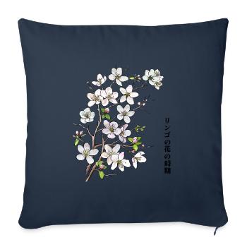 Fleurs de pommier - Housse de coussin décorative 45 x 45 cm - bleu marine - Devant