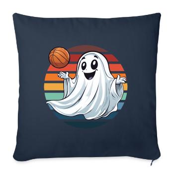 Halloween Ghost Plays Basketball Vintage Sunset - Sofa pillowcase 17,3'' x 17,3'' (45 x 45 cm) - navy - Front