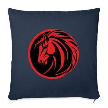 cavalier cavalier sport équestre tête de cheval femelle - Housse de coussin décorative 45 x 45 cm - bleu marine - Devant