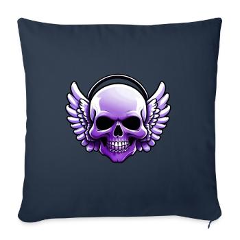bande dessinée bande dessinée crâne violet avec casque - Housse de coussin décorative 45 x 45 cm - bleu marine - Devant