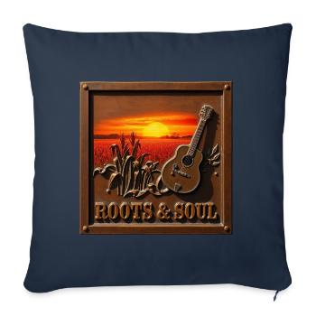 Racines et âme - Housse de coussin décorative 45 x 45 cm - bleu marine - Devant