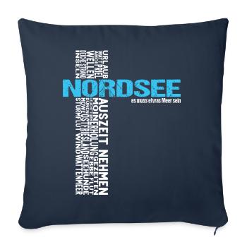 Mer du Nord vacances Norddeich vacances prêt cadeau idée - Housse de coussin décorative 45 x 45 cm - bleu marine - Devant