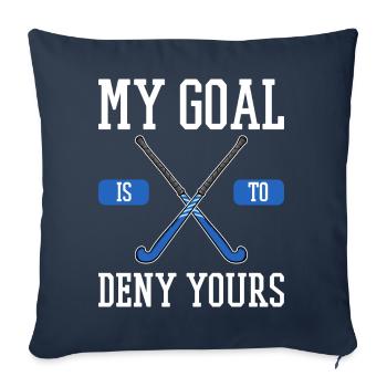 Sur le hockey de hockey cadeau de gardien de but - Housse de coussin décorative 45 x 45 cm - bleu marine - Devant