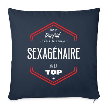 Sexagénaire parfait et au top - Housse de coussin décorative 45 x 45 cm - bleu marine - Devant
