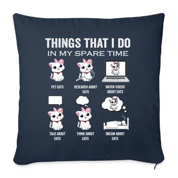 Chemise drôle d’amoureux des chats pour chat maman et papa chats - Housse de coussin décorative 45 x 45 cm - bleu marine - Devant