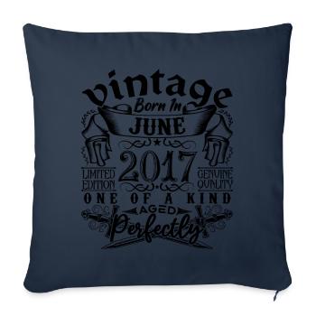 Anniversaire 2017 Juin 2017 ! né en June 2017 - Housse de coussin décorative 45 x 45 cm - bleu marine - Devant