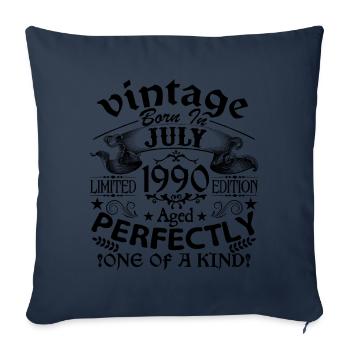 Juillet 1990 | Vintage 1990 | né en Juillet - Housse de coussin décorative 45 x 45 cm - bleu marine - Devant
