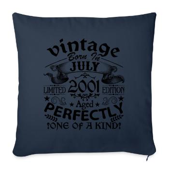 July 2001 | Vintage 2001 | born in July - Sofa pillowcase 17,3'' x 17,3'' (45 x 45 cm) - navy - Front
