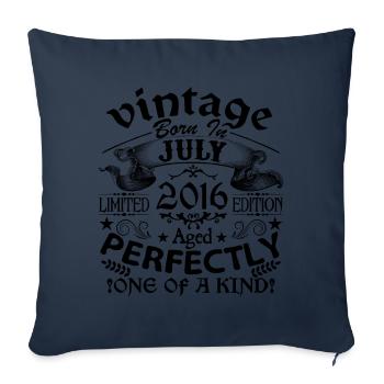 July 2016 | Vintage 2016 | born in July - Sofa pillowcase 17,3'' x 17,3'' (45 x 45 cm) - navy - Front