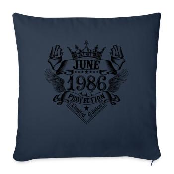 Vintage Juin 1986 Juin 1986 né en Juin - Housse de coussin décorative 45 x 45 cm - bleu marine - Devant
