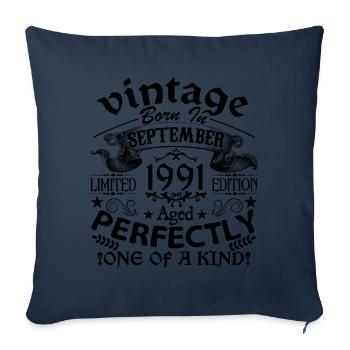 Septembre 1991 | Vintage 1991 | né en Septembre - Housse de coussin décorative 45 x 45 cm - bleu marine - Devant