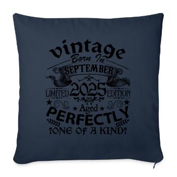 September 2025 | Vintage 2025 | born in September - Sofa pillowcase 17,3'' x 17,3'' (45 x 45 cm) - navy - Front