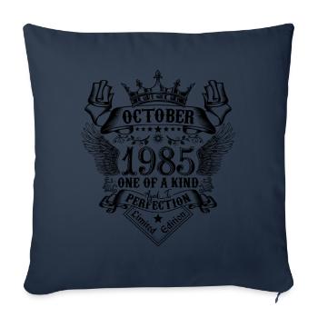 Anniversaire 1985 Octobre 1985 né en Octobre - Housse de coussin décorative 45 x 45 cm - bleu marine - Devant