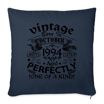 Octobre 1994 | Vintage 1994 | né en Octobre - Housse de coussin décorative 45 x 45 cm - bleu marine - Devant