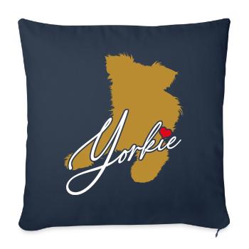 Yorkie Silhouette Yorkshire Terrier avec coeur - Housse de coussin décorative 45 x 45 cm - bleu marine - Devant