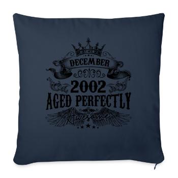 Anniversaire 2002 Décembre 2002 né en Décembre - Housse de coussin décorative 45 x 45 cm - bleu marine - Devant